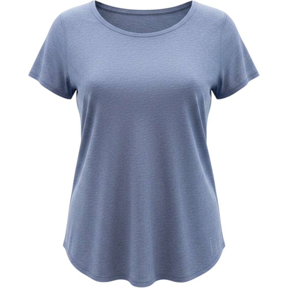 Lululemon Womens Heathered Blue Short Sleeve Activewear Tee Curved Hem Size L/XL